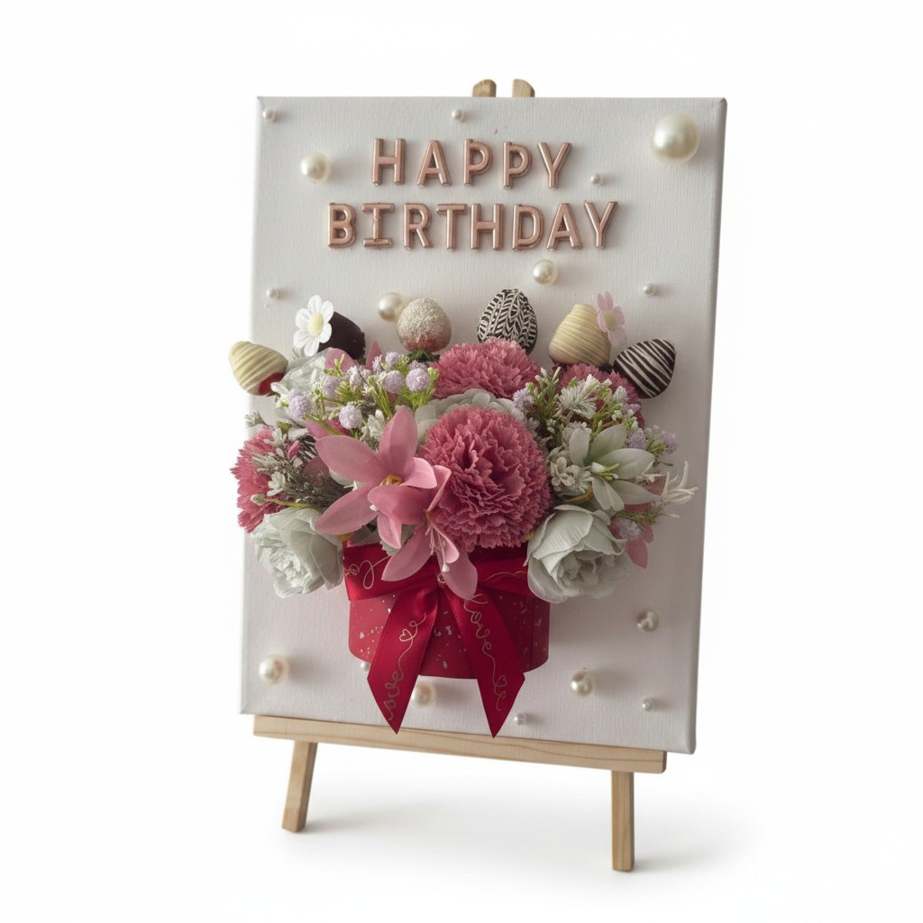 Happy Birthday poklon s jagodama i cvijećem